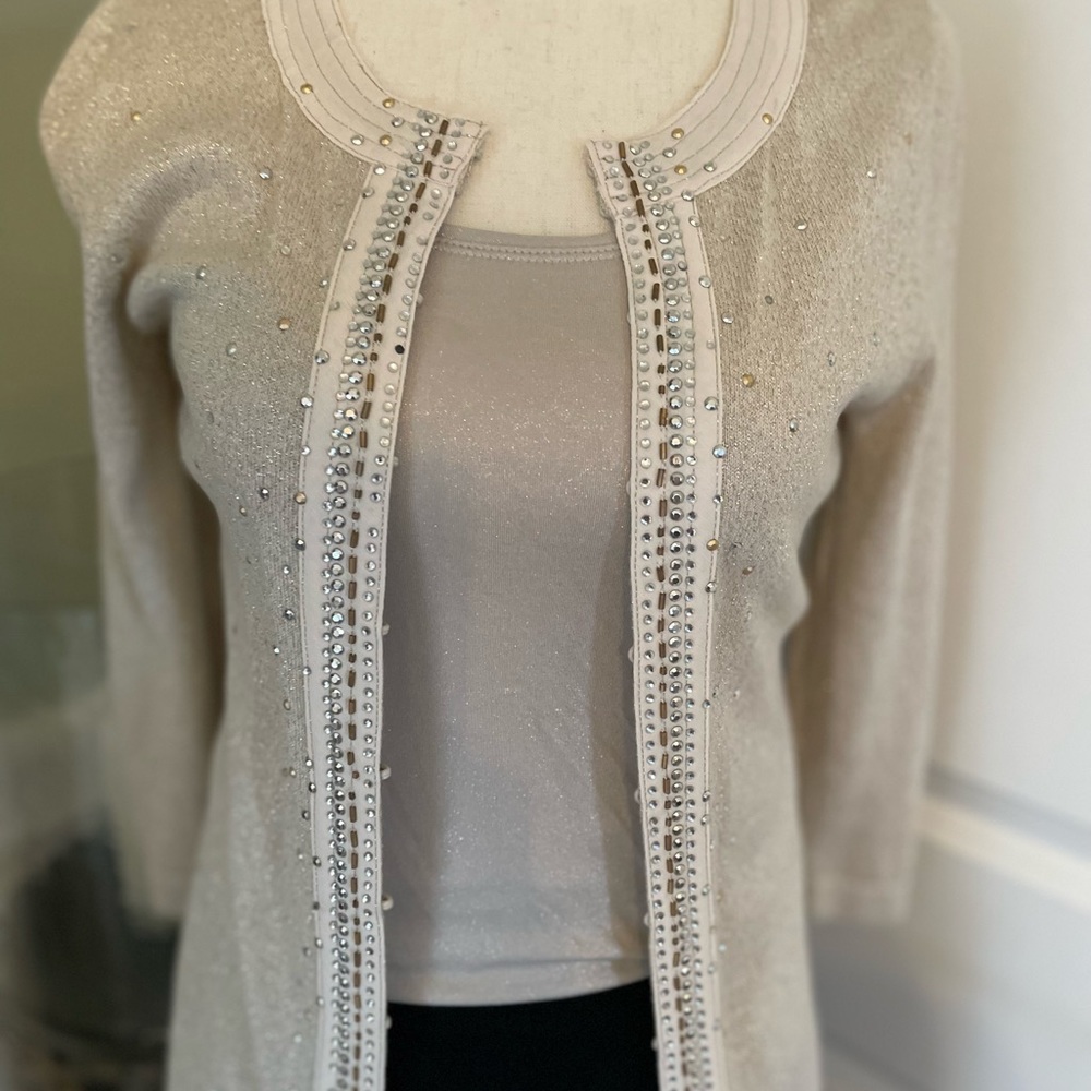 Sequin and studded metallic cardigan
